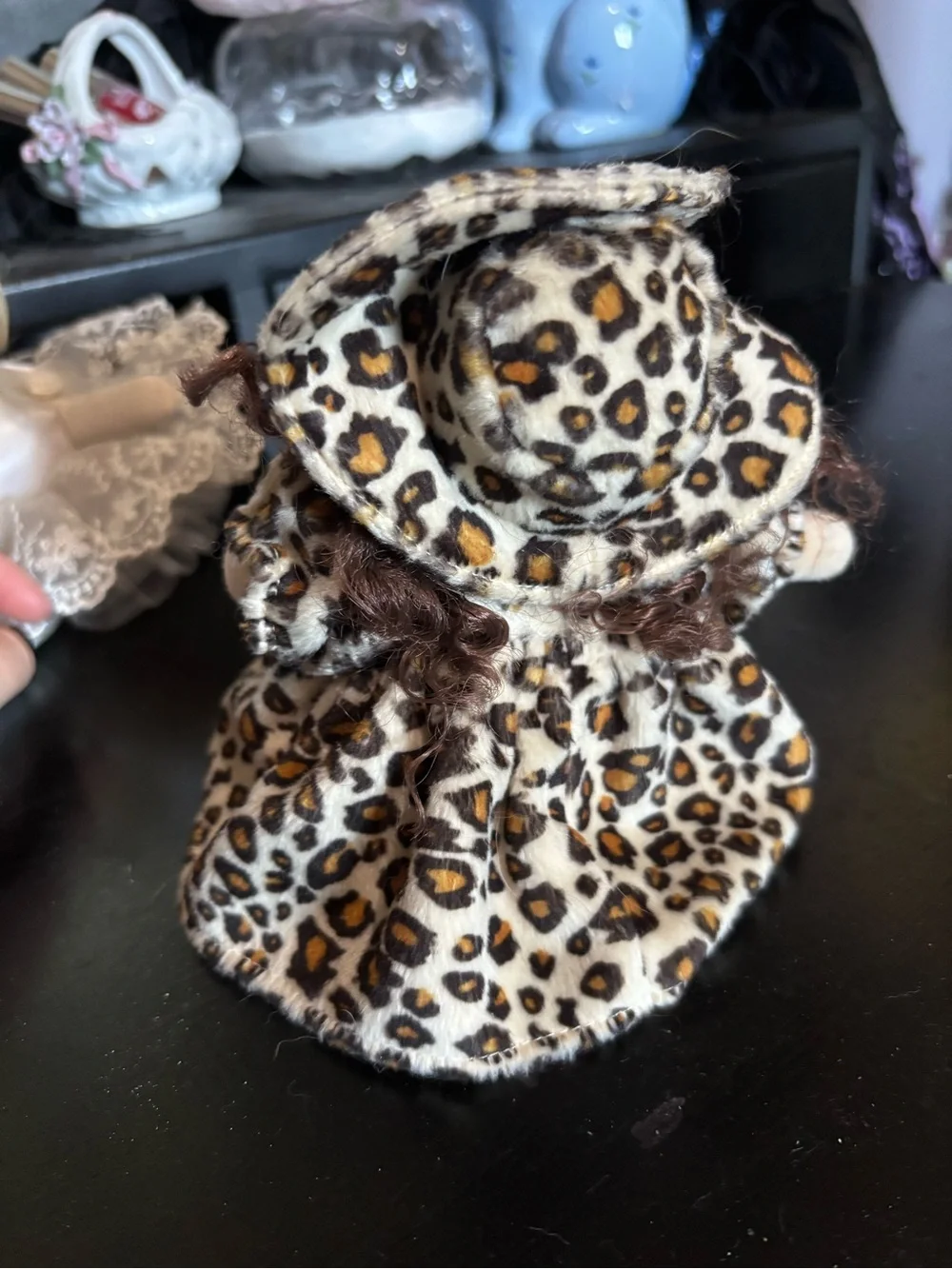 Leopard Print Doll with Matching Hat and Purse - Beige/Brown